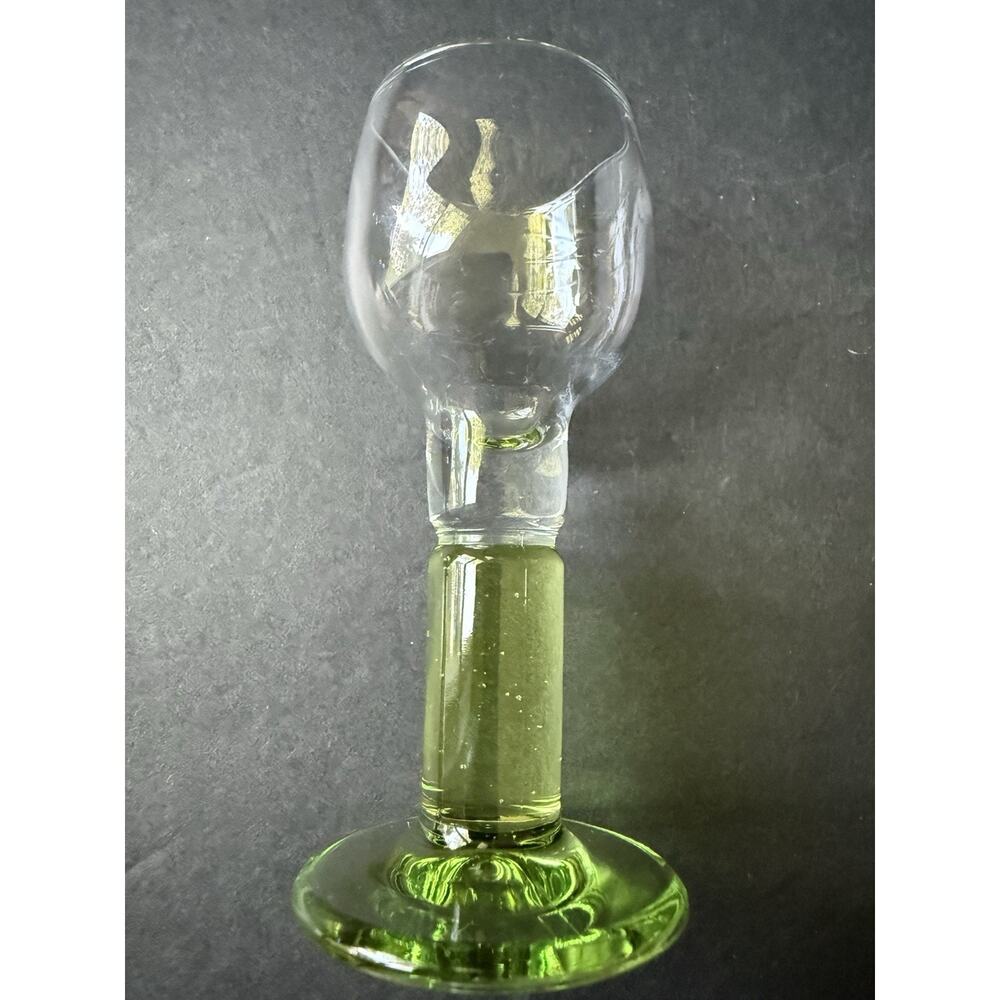Bormioli Rocco Italy Glasses Limoncino Cordial Glasses Set (3) Green Stem MCM - Picture 4 of 7